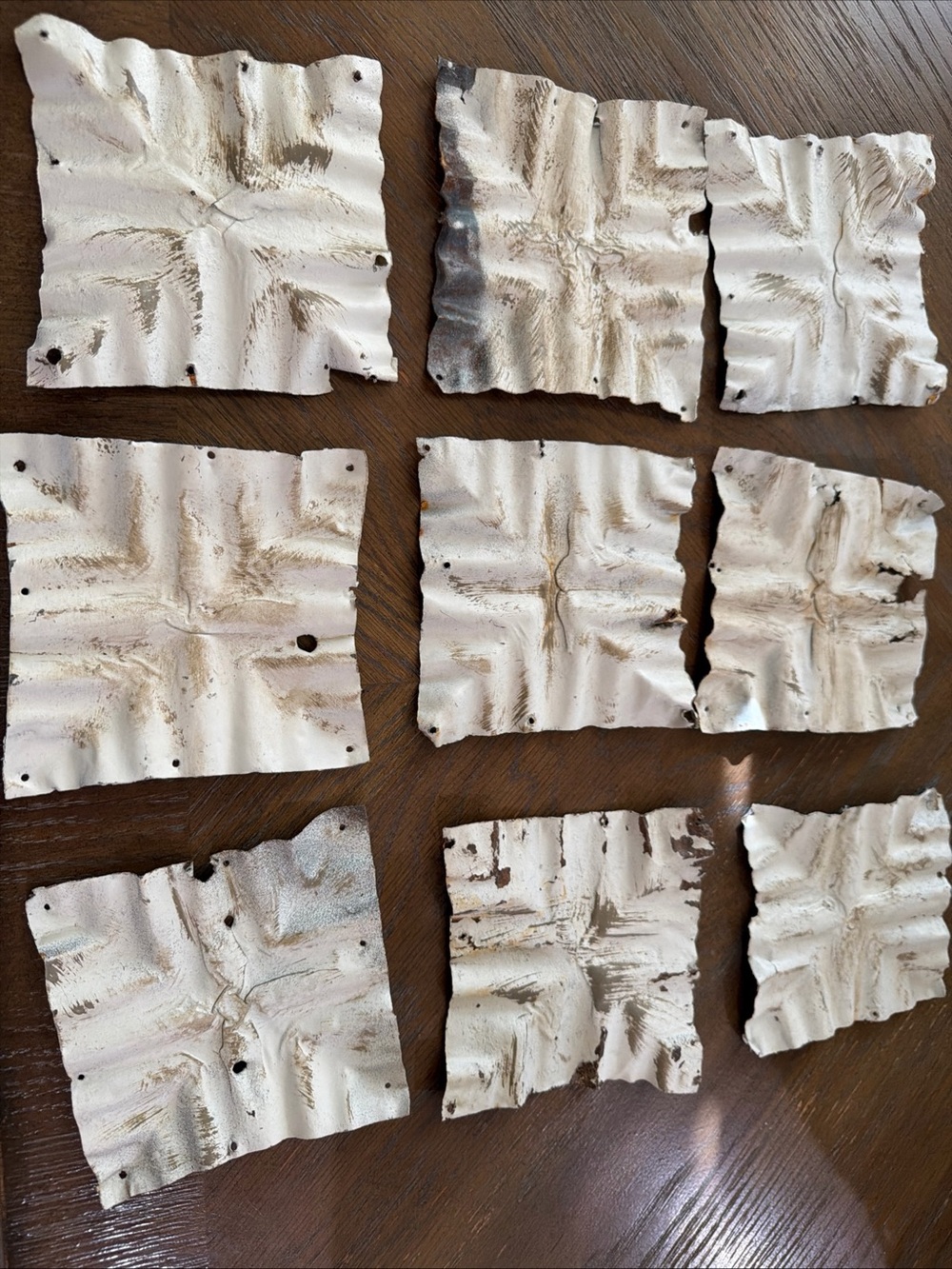 Reclaimed Corrugated Metal Tin Tiles 4.25” X 4.25”  Painted
